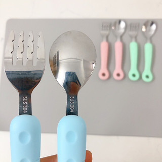 Thìa dĩa cán dài inox 304 cho bé
