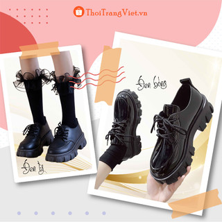 Giày oxford da bóng chất da mềm phong cách hàn quốc, giày bốt đốc nữ xuka đế cao 5p da lỳ siêu đẹp