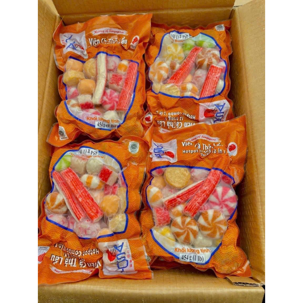 Viên thả lẩu mix 12 vị yosa Singapo 454g, xiên que siêu ngon