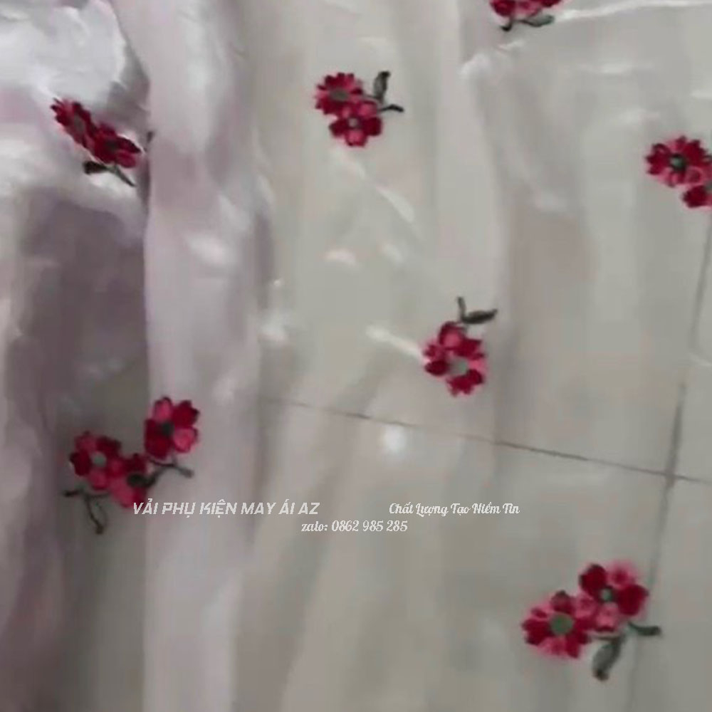 Vải Tơ Sống Thêu Hoa