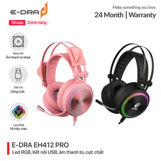 Tai nghe chụp tai máy tính gaming có dây e-dra eh412 pro - bass to - led rgb - hàng chính hãng