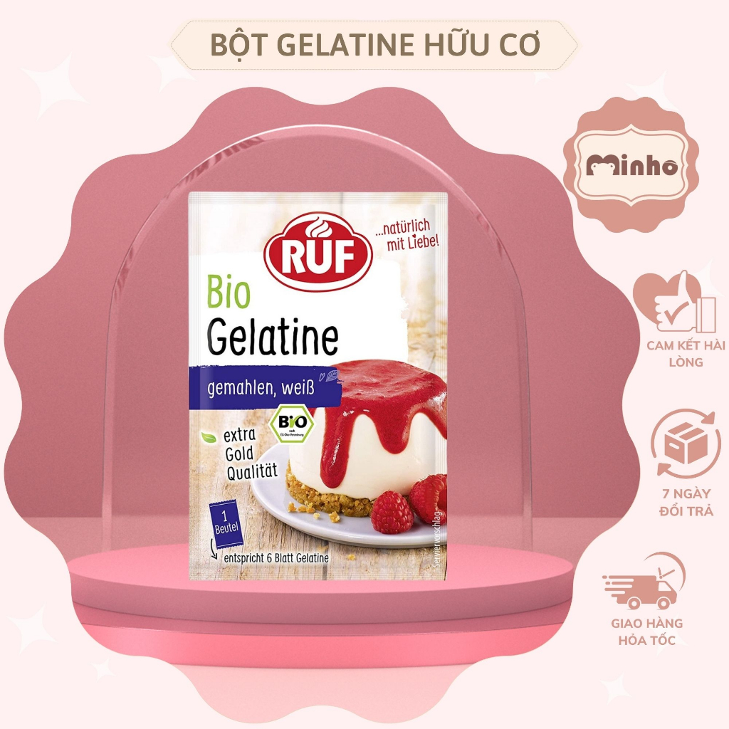 Bột Gelatine hữu cơ Ruf 9g dùng trong chế biến món ăn làm bánh cho bé ăn dặm