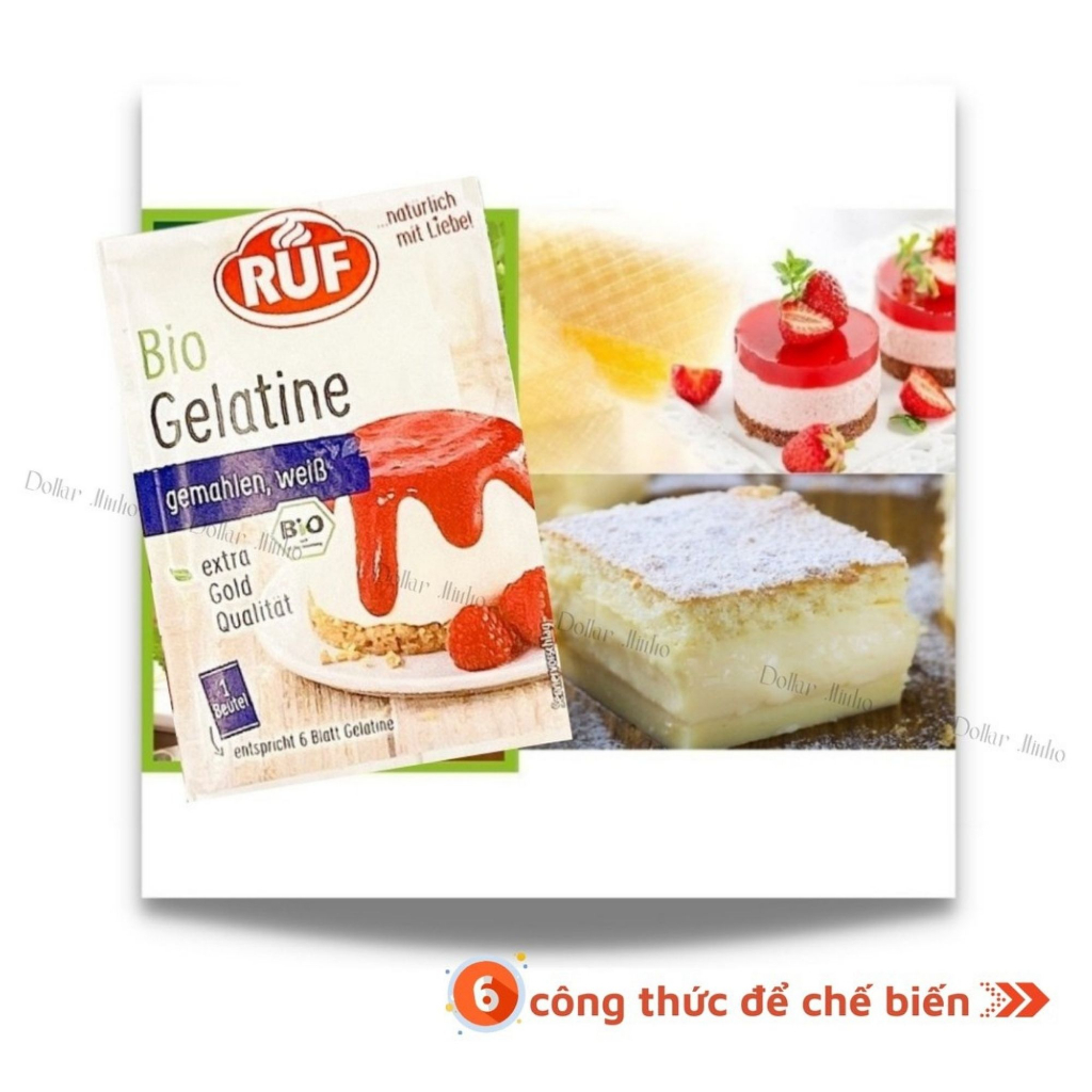 Bột Gelatine hữu cơ Ruf 9g dùng trong chế biến món ăn làm bánh cho bé ăn dặm