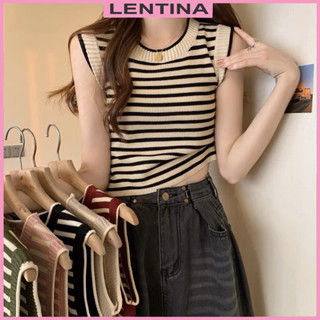 Áo ba lỗ nữ len mongtoghi kiểu kẻ ngang sát nách cổ tròn dáng ôm body hàng dệt kim Quảng Châu cao cấp trẻ trung