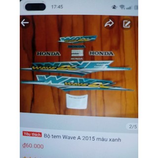Bộ tem Wave A 2015 màu xanh new