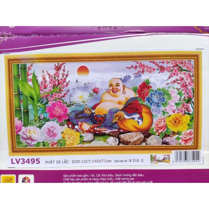 Tranh thêu chữ thập Phật Di Lặc LV3495(146x71cm)