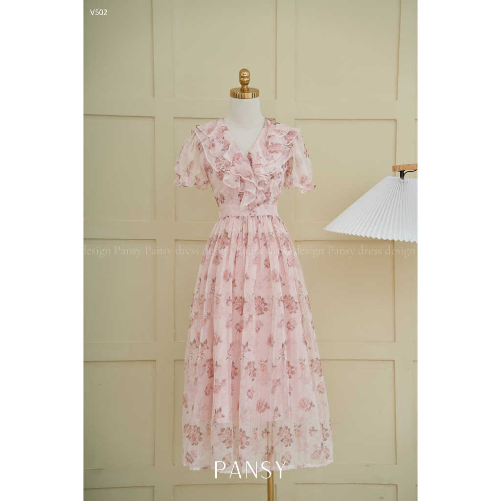 Váy đi biển dáng dài váy đi chơi dáng dài váy xòe váy hoa nhí - Caily dress - V502 - Pansy