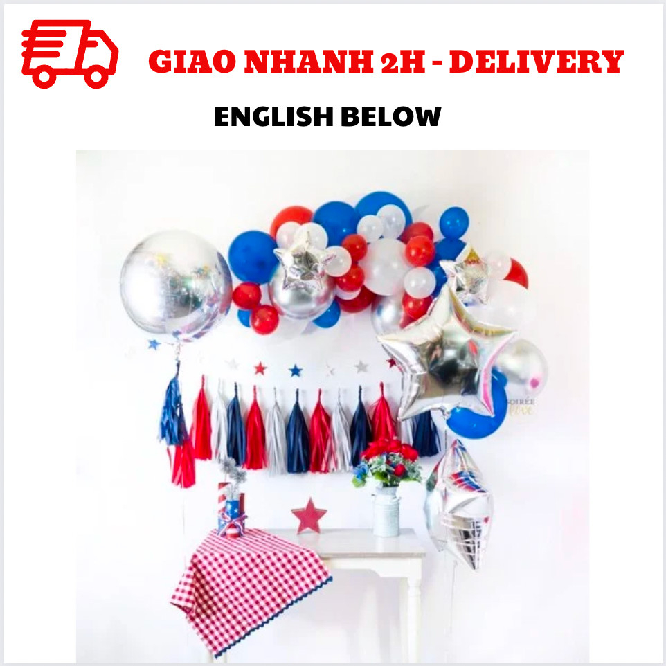 Bộ bóng trang trí tiệc 4 of July combo qkm21