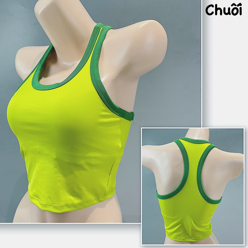 Áo croptop bra kèm mút tập gym yoga aerobic chất co giãn thấm hút mồ hôi