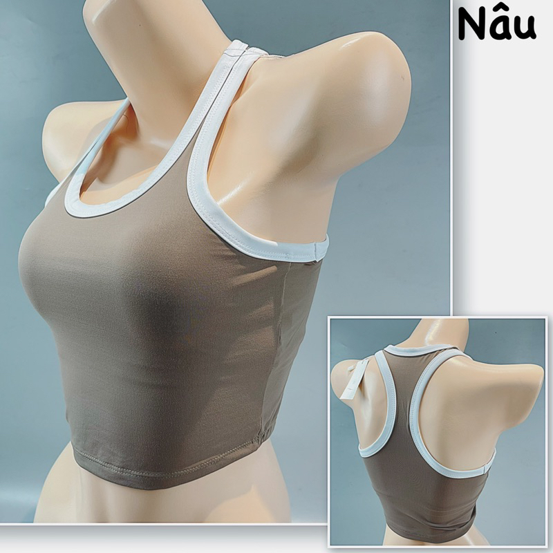 Áo croptop bra kèm mút tập gym yoga aerobic chất co giãn thấm hút mồ hôi