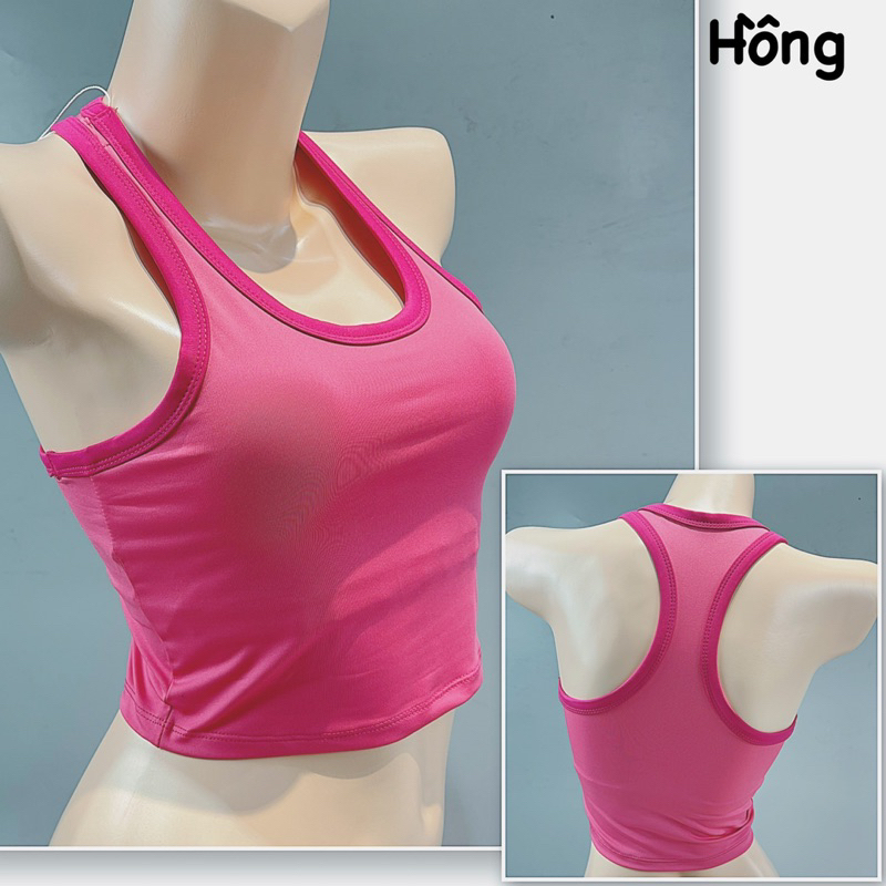 Áo croptop bra kèm mút tập gym yoga aerobic chất co giãn thấm hút mồ hôi
