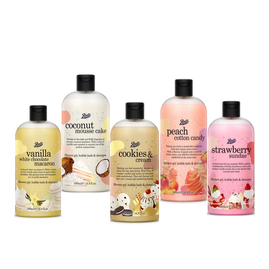 Sữa tắm gội tạo bọt Boots Shower Gel Bubble Bath & Shampoo Thái Lan 500ml