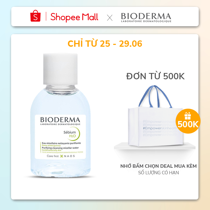 Dung dịch làm sạch và tẩy trang Micellar cho da hỗn hợp và da dầu Bioderma Sébium H2O - 20ml
