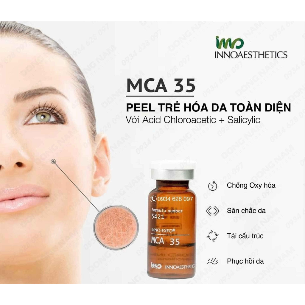 INNOAESTHETICS, Tinh chất peel MCA 35  da giảm nếp nhăn trẻ hóa da - 5ml/ lọ