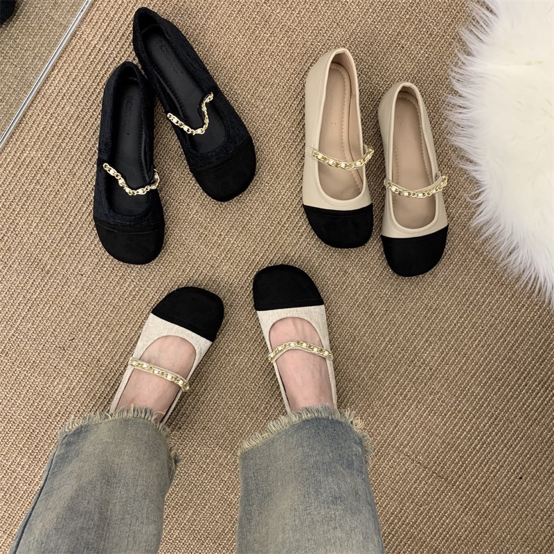 Giày búp bê đế bệt nữ quai ngang đan đính ngọc bộ sưu tập xuân hè 2023 mới