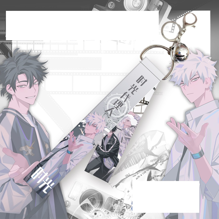 Người đại diện thời gian | Móc chìa khóa ruy băng 2 mặt có chuông  / Namtag chuông