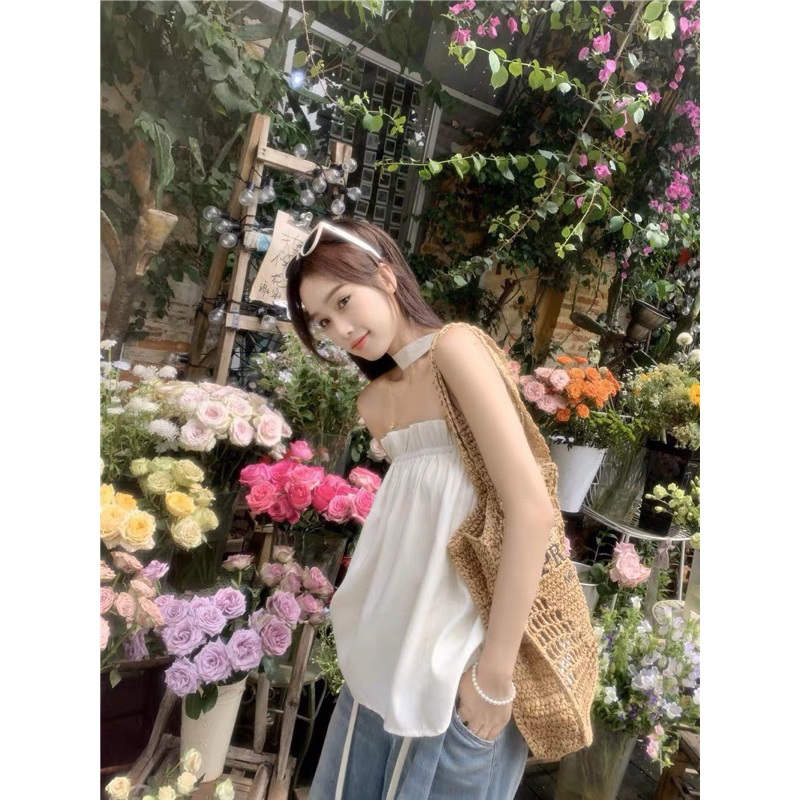 Áo Baby Doll Yếm Thiết Kế Choàng Cổ Nhẹ Nhàng Xinh Xắn