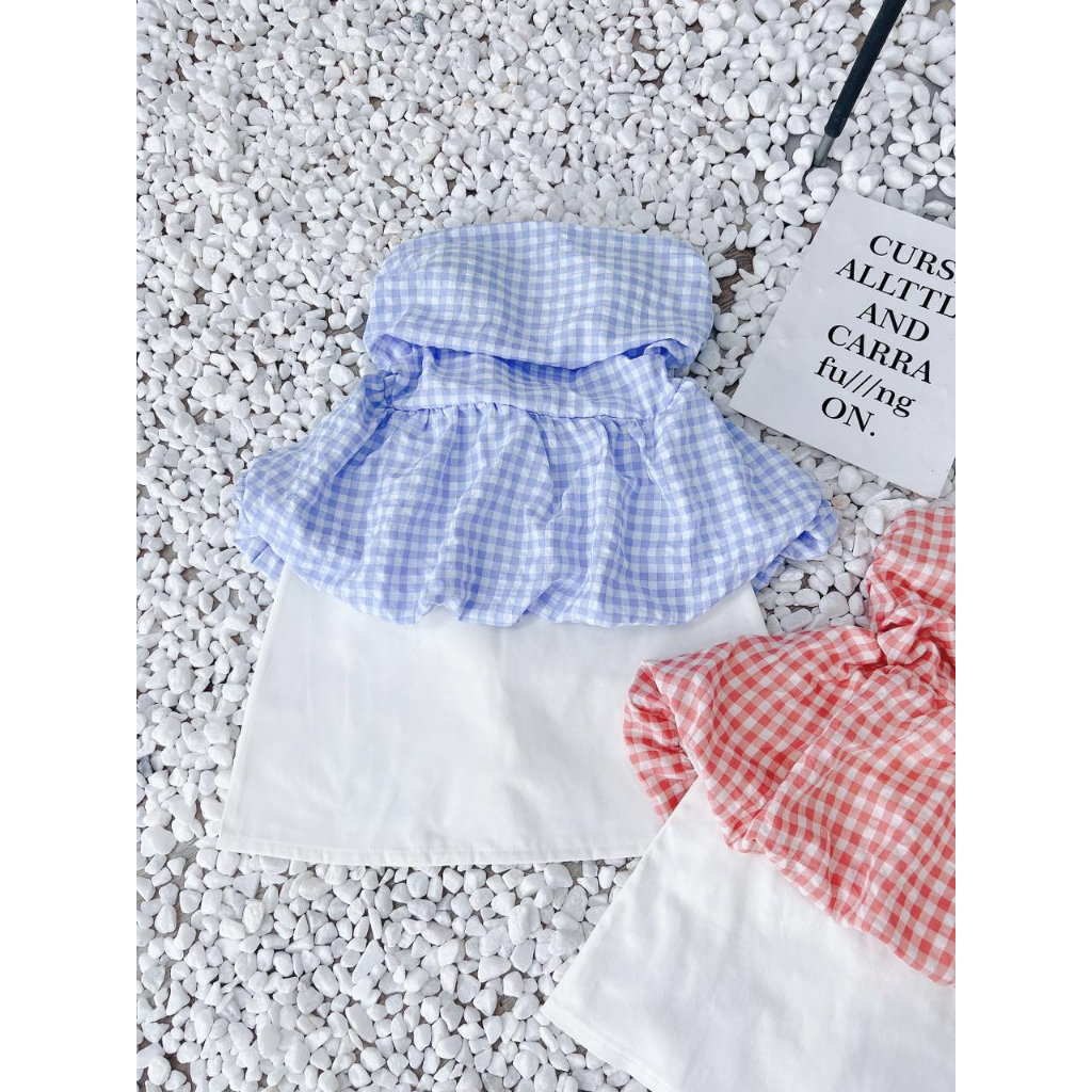 SET ÁO ỐNG BÍ CARO MÀU + CHÂN VÁY TRẮNG