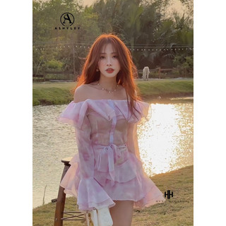 Váy Dạ Cổ Yếm Đính Nơ Chuẩn Ashyley