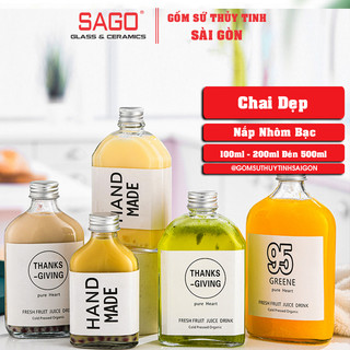 Chai Thủy Tinh Dẹp Vai Bầu Nắp Nhôm | Tùy Chọn Dung tích