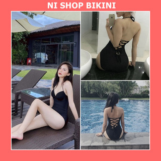 Bikini đồ bơi liền đan dây lưng có gọng đệm dày nâng đẩy ngực G03
