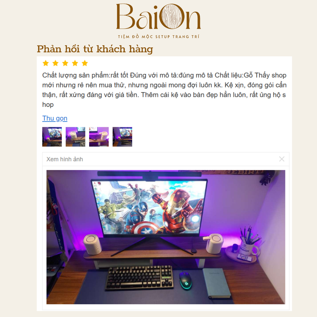 Kệ Để Máy Tính/ Kệ Màn hình/ Kệ Laptop bằng gỗ MDF - BaiOn - Dễ dàng tháo lắp -  Dài 80/100/120 cm