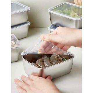 ⚡HOT⚡ Sét 5 hộp đựng thực phẩm inox 304 để tủ lạnh có nắp đậy Tiện Lợi Linh Hoạt, Đa Năng Tiện Dụng