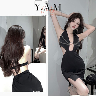 [  Lady Y.A.M ] Đầm dáng ôm thiết kế cắt xẻ độc lạ hở lưng Xẻ Tà Khoét Rỗng Gợi Cảm