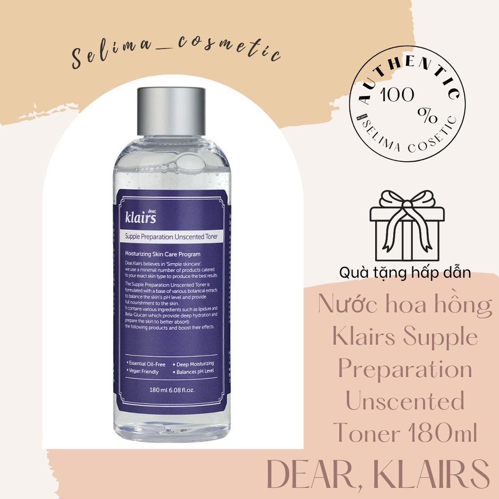 Nước Hoa Hồng Không Mùi Dear Klairs Dưỡng Ẩm Da Và Làm Mềm Da 180ml (store)