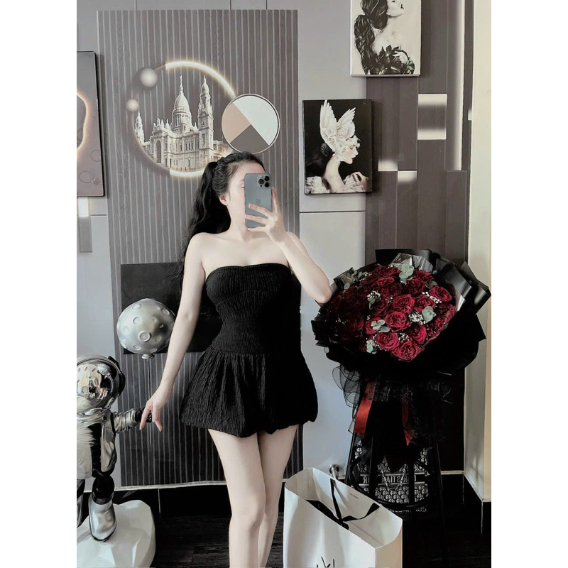 Set Bộ Xốp Nhún Áo Quây Bí Xoè + Quần Short Đùi