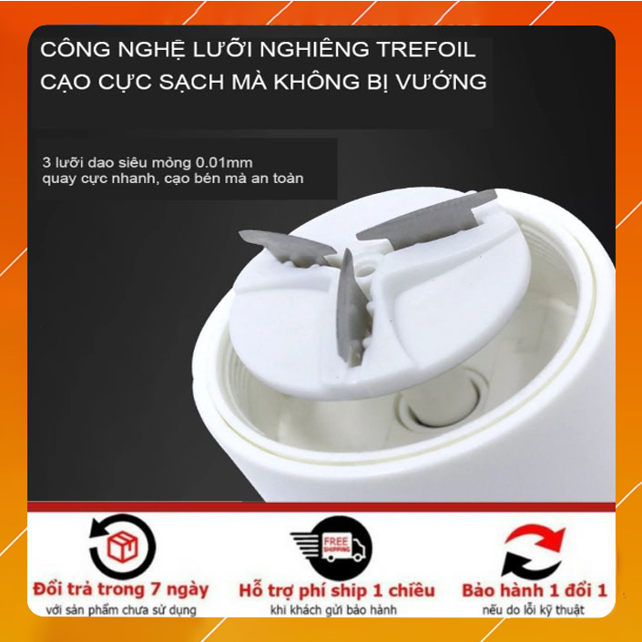 Máy cạo râu 3 lưỡi kép tự mài, dao cạo râu điện chống nước IPX7 nhỏ gọn bỏ túi
