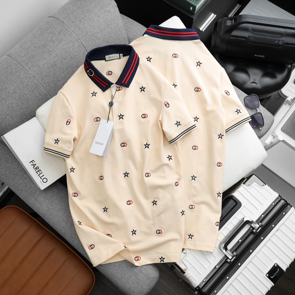 Áo polo nam G u c c i logo thêu full form slim fit (0581)