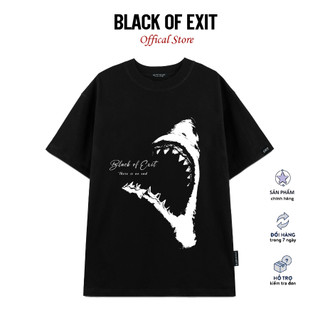 Áo thun unisex BLACK OF EXIT Shark phông tay lỡ nam nữ form rộng Local Brand