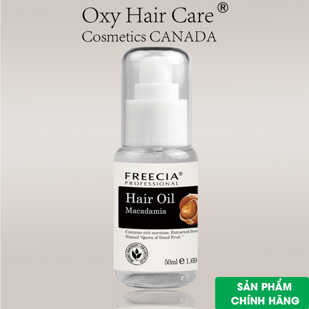 Tinh dầu dưỡng tóc FREECIA Macadamia Hair Oil 50ml Serum Phục hồi Tóc uốn, nhuộm, tóc hư tổn khô xơ giữ nếp, mượt tóc