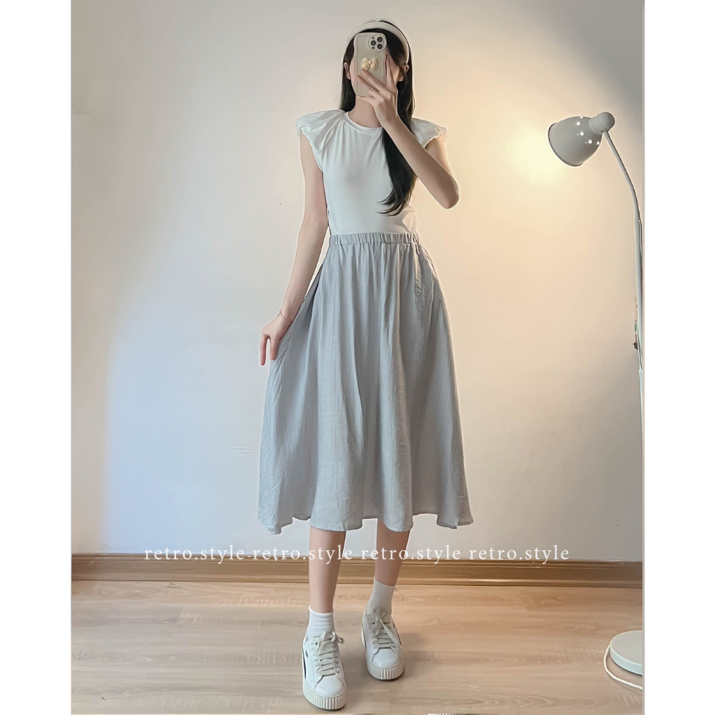 Chân váy xuông dáng dài chất đũi tơ - Retrostyle - Cv0020/p5
