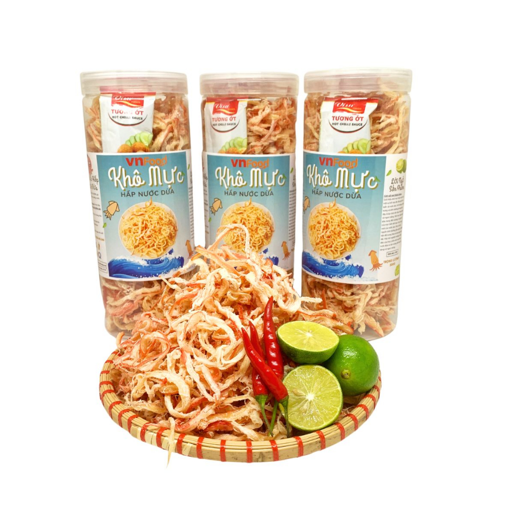 Khô Mực Hấp Nước Dừa Hàng Thái Lan 300-500Gr | Đồ Ăn Vặt VnFood | Khô Mực Ăn Vặt