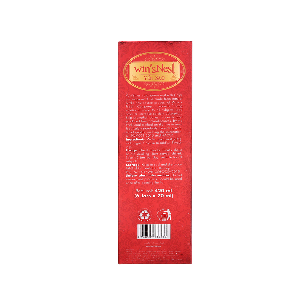 Yến sào win'sNest tổ yến chưng sẵn bổ sung canxi 20%