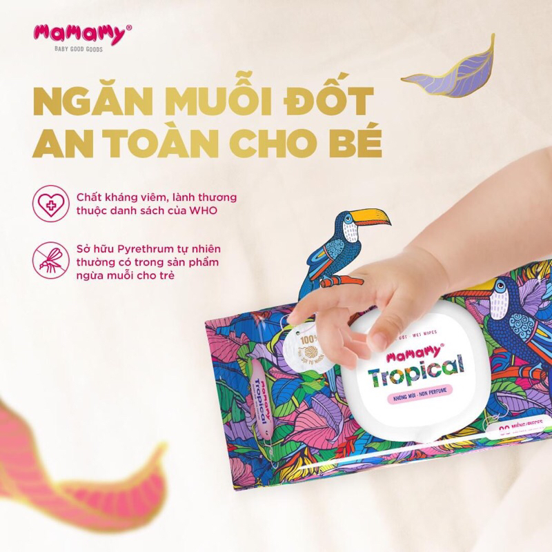 Combo 5 gói khăn ướt Mamamy Tropical 90 tờ có nắp