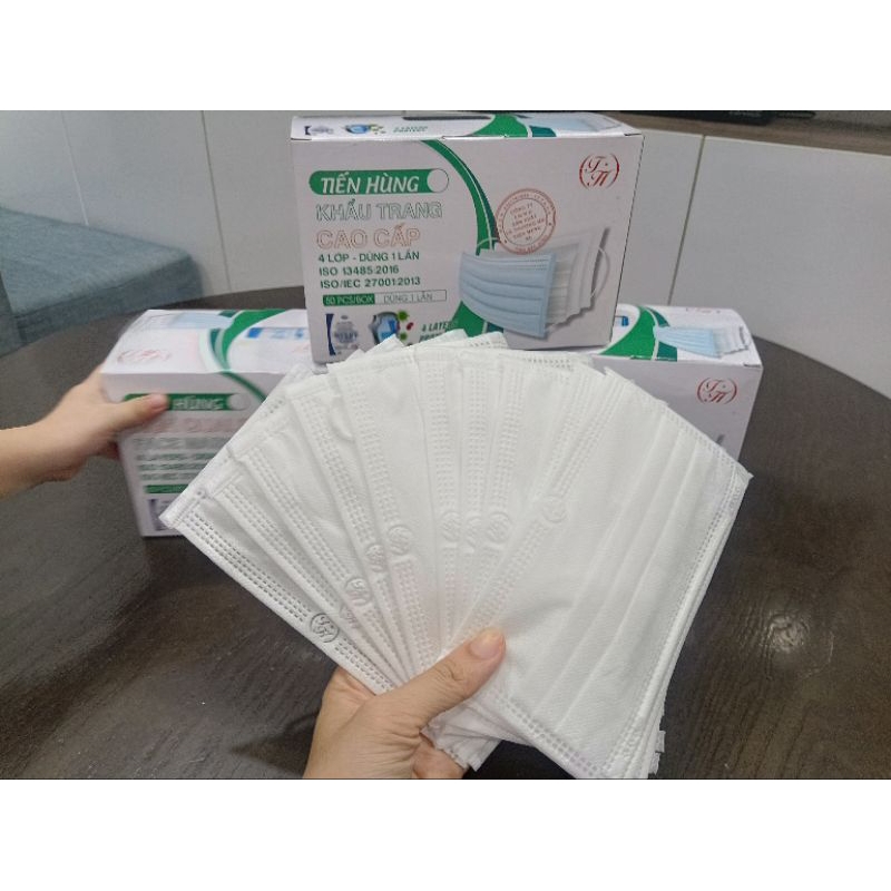 Combo 50 Chiếc Khẩu Trang Y Tế Tiến Hùng - 4 Lớp Kháng Khuẩn - Chống Bụi - 4 Màu