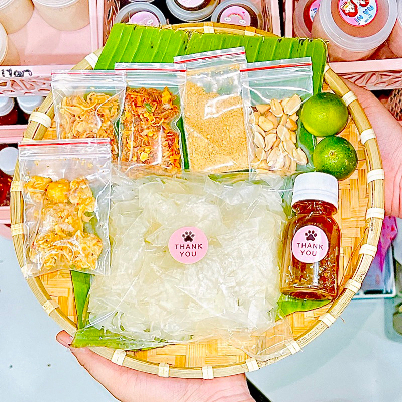 Trộn tứ xuyên 5 bịch TẶNG 1 HỘP TỐP MỠ ,bánh tráng phơi sương, chay-mặn