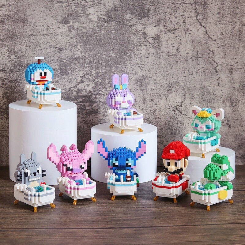 Đồ chơi lắp ráp mô hình Set Bồn Tắm 3D cực yêu nhiều nhân vật Doraemon Cinnamoroll Stich Totoro Yoshi