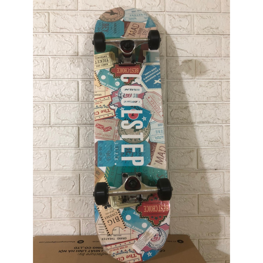 Ván Trượt Cao Cấp Skateboard Mặt Nhám Đen Bánh Cao Su Đặc