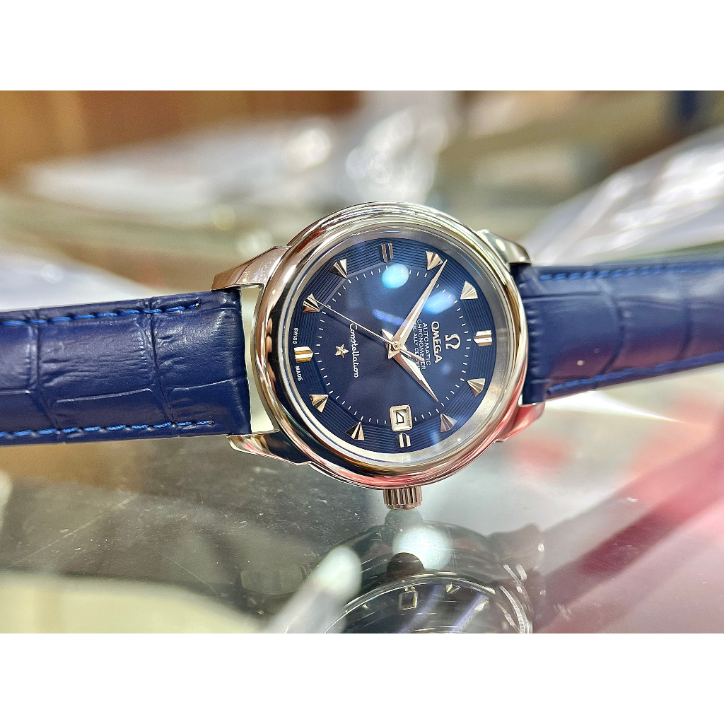 Đồng hồ Nam OMG 3kim máy nhật dòng cơ Automatic size 40mm dây da xanh, kim loại trắng