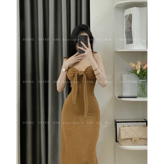 Đầm xốp buộc nơ ngực hở lưng