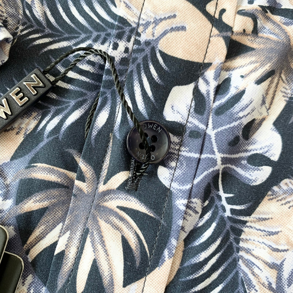 OWEN - Áo Sơ mi ngắn tay Owen vạt ngang chất sợi tre họa tiết 230235