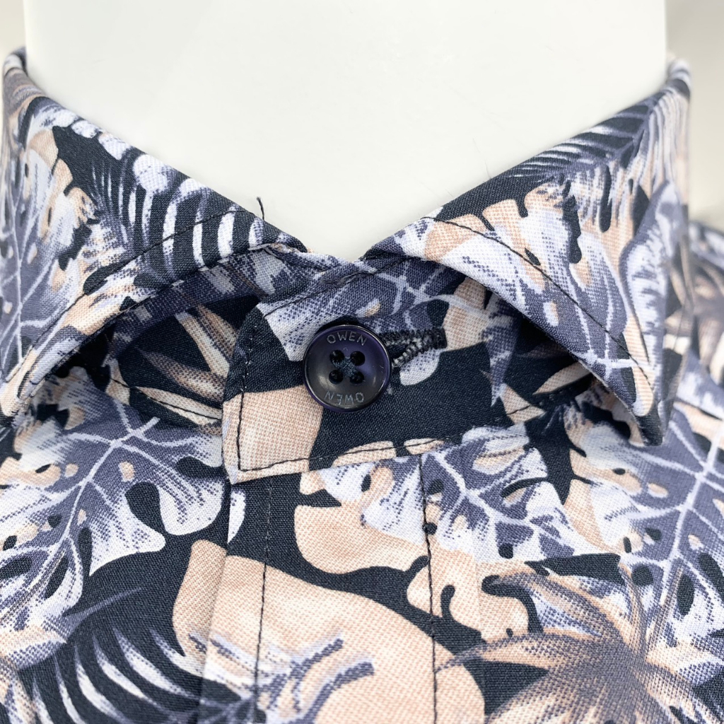 OWEN - Áo Sơ mi ngắn tay Owen vạt ngang chất sợi tre họa tiết 230235