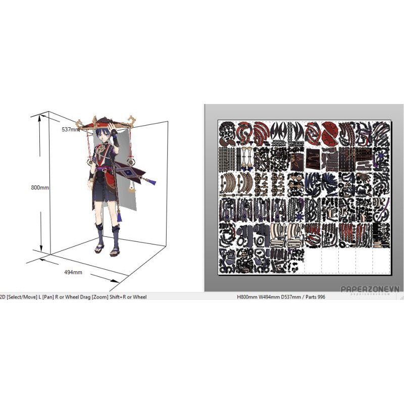 Mô hình giấy  Anime Game Scaramouche