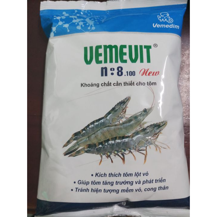 VEMEVIT No 8 100 New - GÓI 1 KG - Nâng cao tỷ lệ sống, tránh hiện tượng mềm vỏ, cong thân.