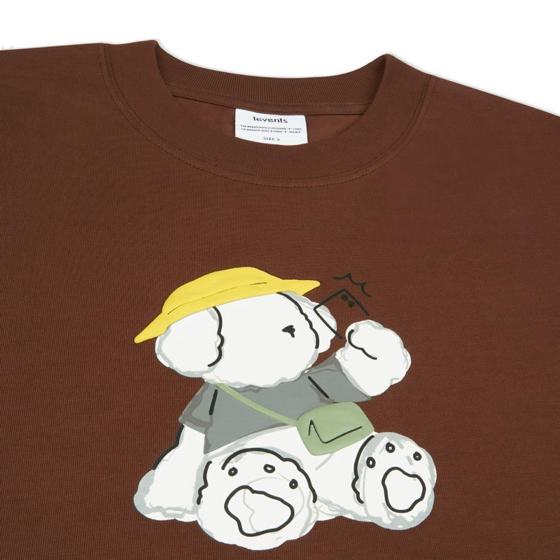 Áo thun oversized nam/ nữ LEVENTS BICHON TOUR white/brown full tag bọc