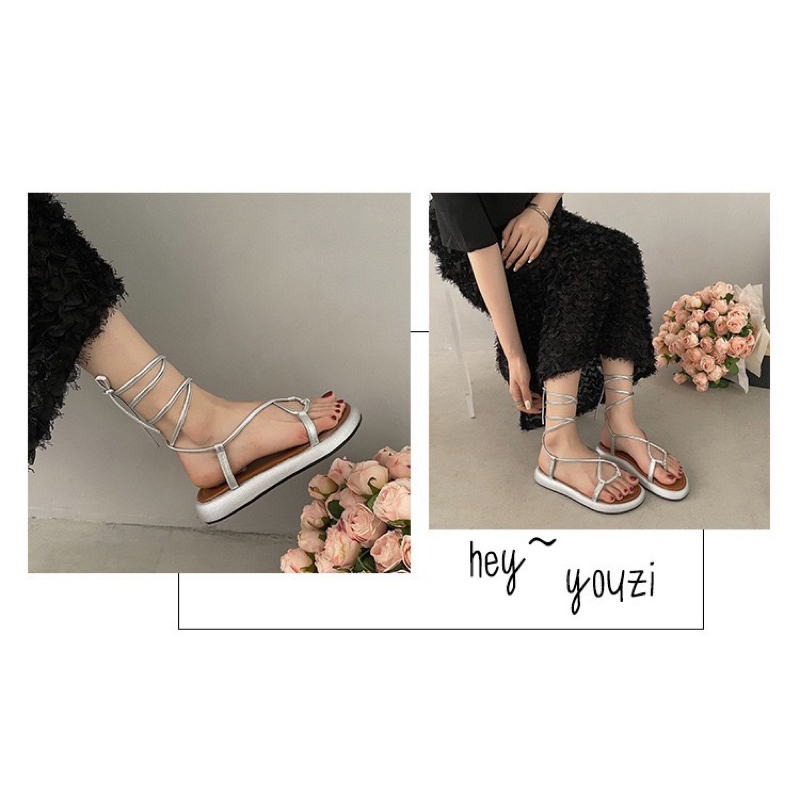SANDAL DÂY CHÉO ĐỘN ĐẾ CAO 3CM 🌎